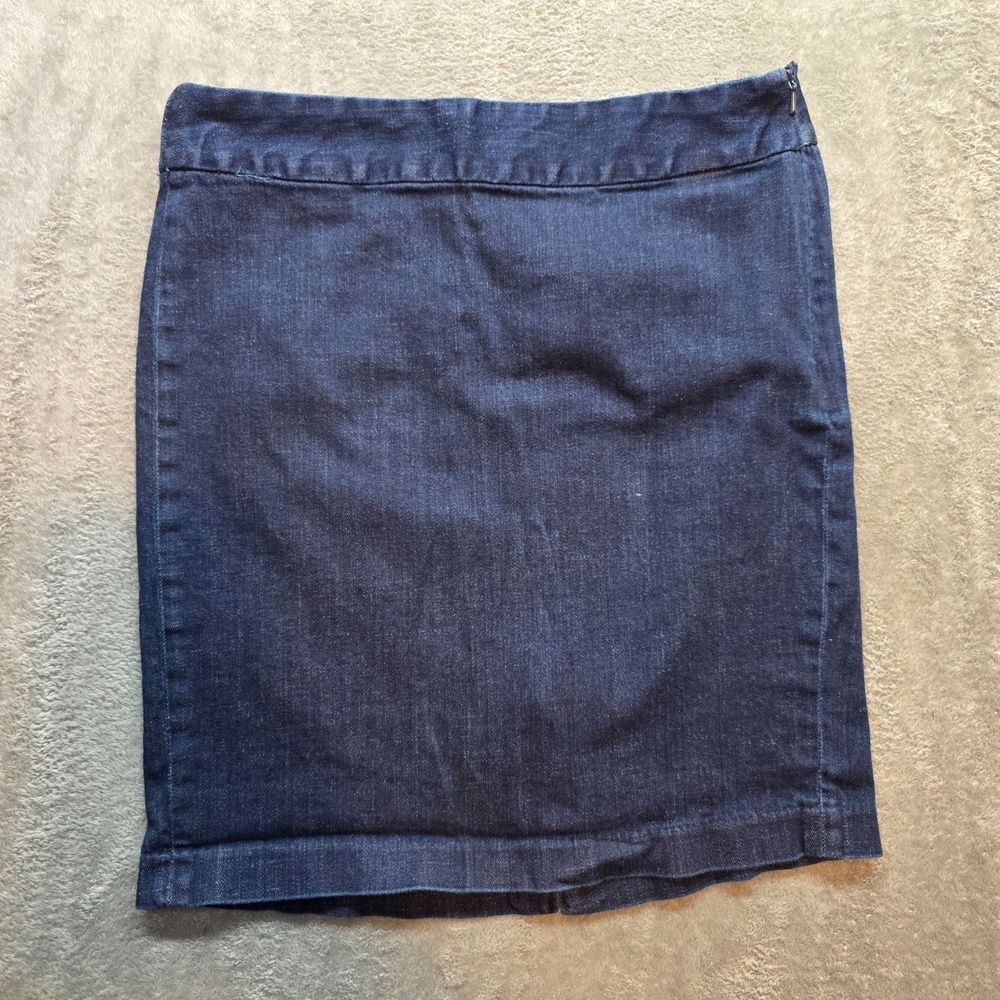 Tommy Hilfiger Denim Skirt Womens 6 Blue Pencil Knee Length Logo Pockets Sewn Up